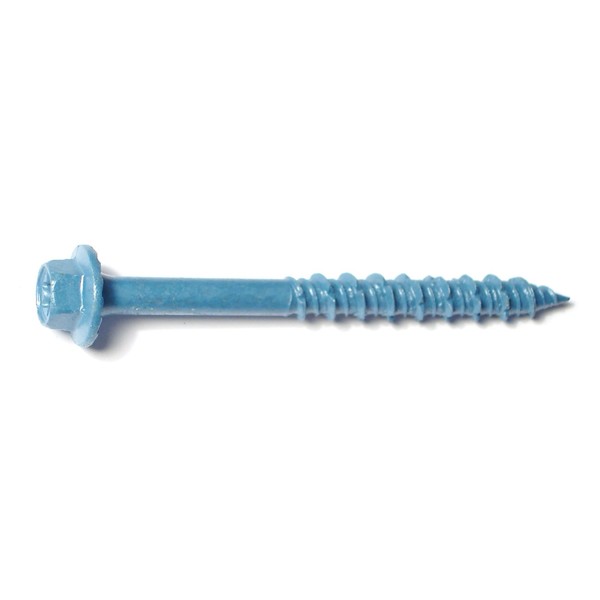 Torquemaster Masonry Screw, 5/16" Dia., Hex, 3-1/4" L, Steel Blue Ruspert, 50 PK 51219